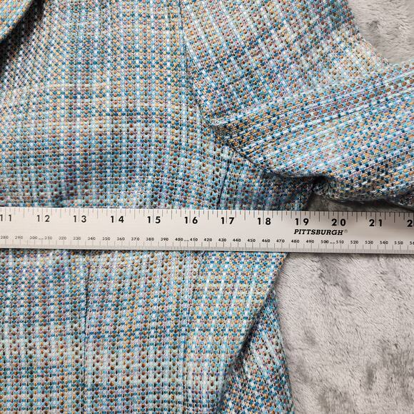 Vintage Jaclyn Smith Jacket Womens 12 Blue Tan Brown Tweed Blazer Pockets Preppy - Picture 8 of 12